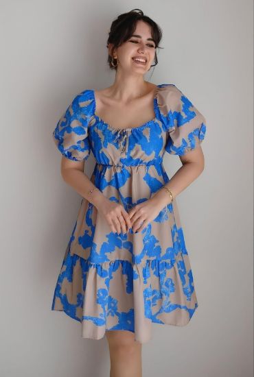 2351 Kloş Poplin Elbise - D.Mavi resmi